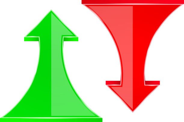 红色和绿色的向下和向上箭头图片下载