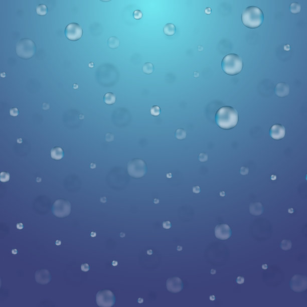 真实的蓝色雨滴在蓝色背景。图片下载