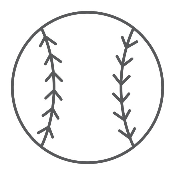 棒球球细线图标，游戏和运动，球标志，矢量图形，白色背景上的线性图案，eps 10。图片下载