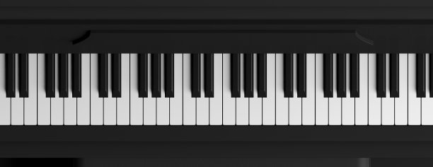 钢琴键俯视图，横幅。三维演示图片下载