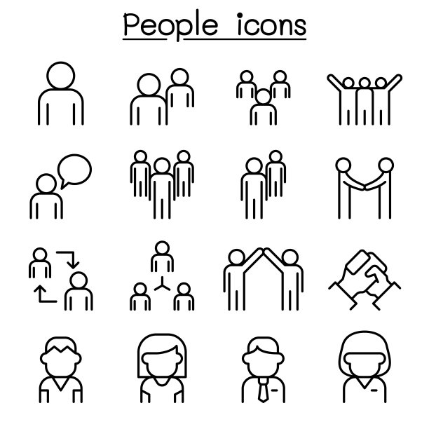 人物图标设置在细线风格图片下载