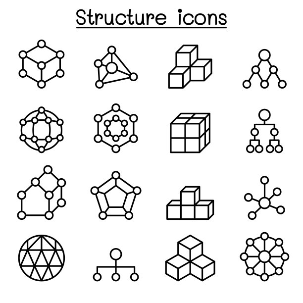 结构图标设置在细线风格图片下载