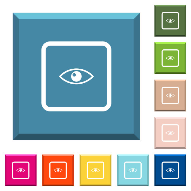 在带边的方形按钮上预览对象的白色图标图片下载