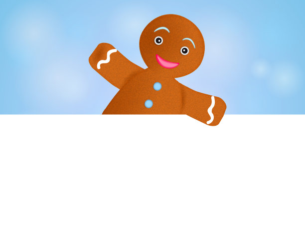 卡通姜饼人从一张纸里往外看。矢量图图片下载