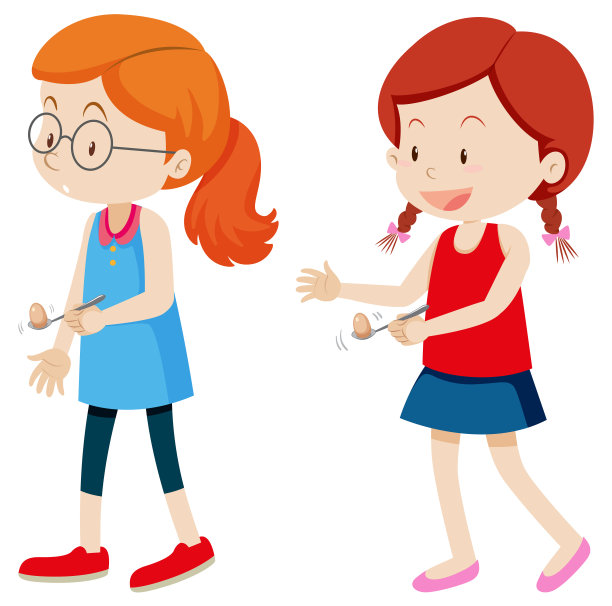 女孩和蛋勺比赛图片下载