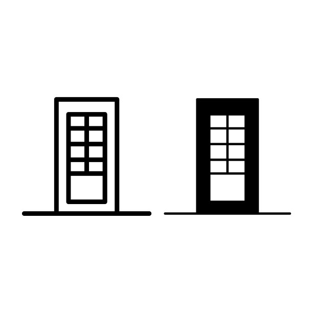 门线和字形图标。房子门矢量插图孤立在白色。封闭式门轮廓风格设计，专为网页和应用设计。Eps 10。图片下载