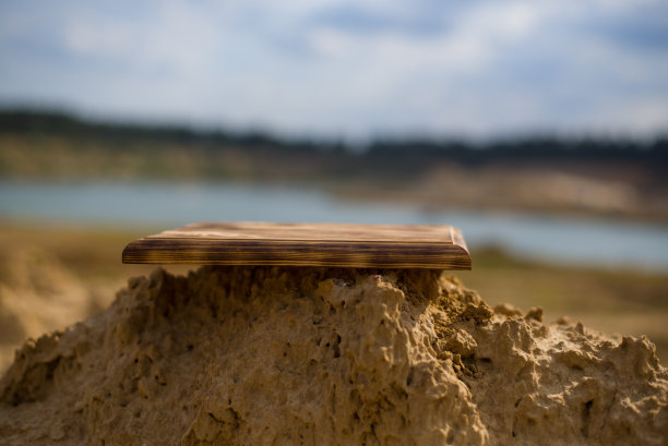 格局与木站在一个自然环境与池塘图片下载