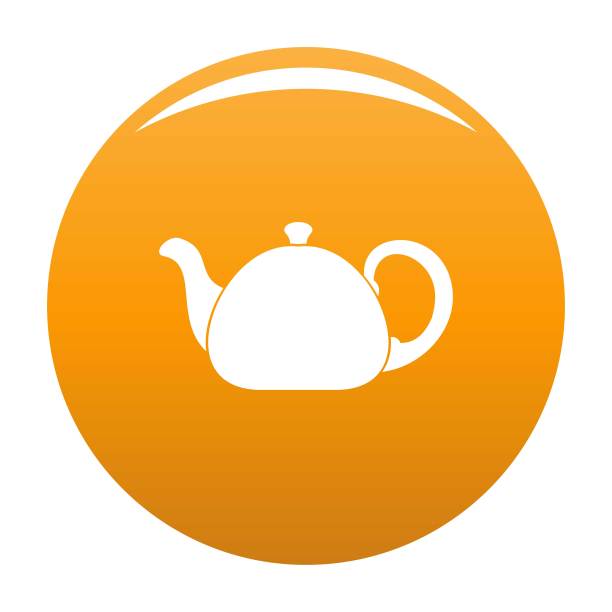 陶瓷茶壶图标向量橙色图片下载