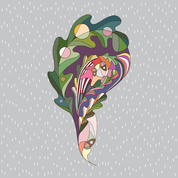 橡树叶矢量插图。抽象的秋天佩斯利。留下现代风格的设计元素。图片下载