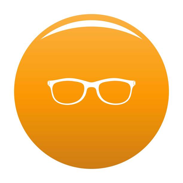 眼镜与屈光度图标向量橙色图片下载