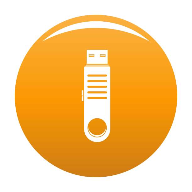 Usb图标矢量橙色图片下载