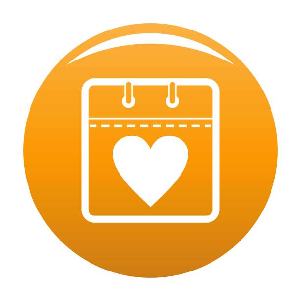 日历情人节图标向量橙色图片下载
