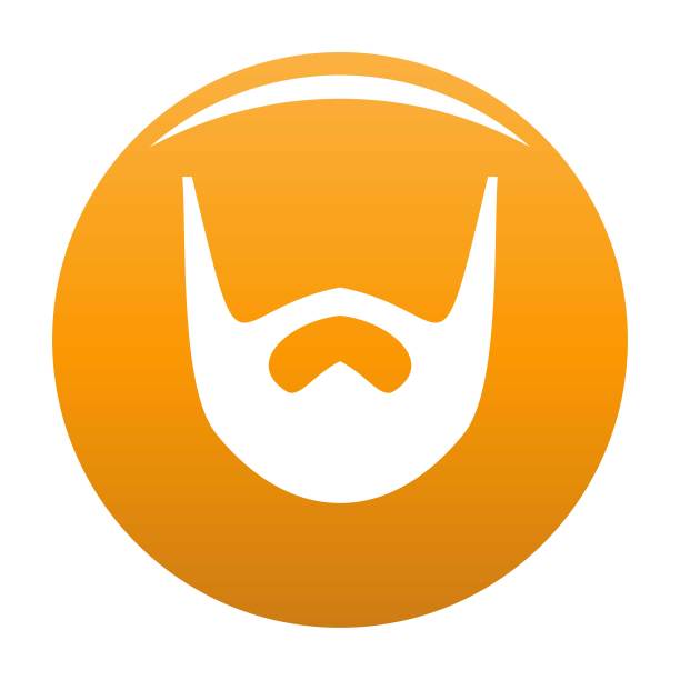 整洁的胡子图标矢量橙色图片下载