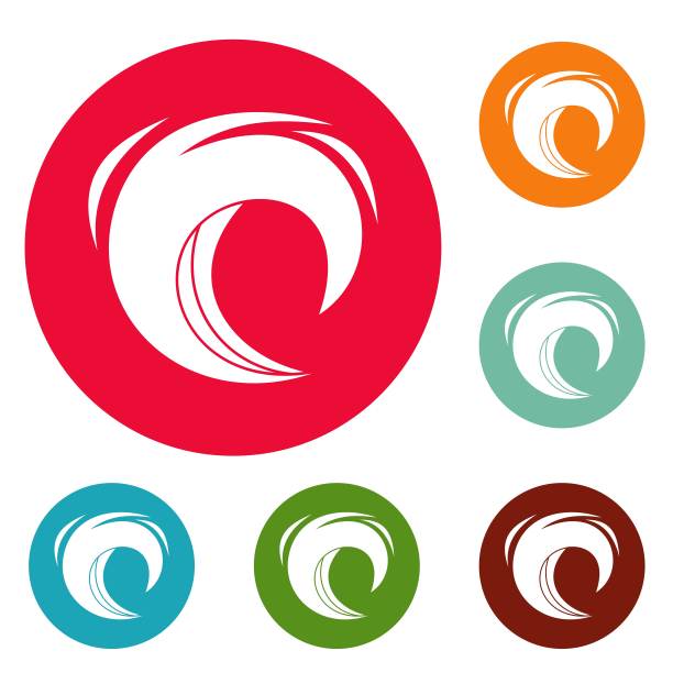 蓝色波浪图标圆形矢量图图片下载