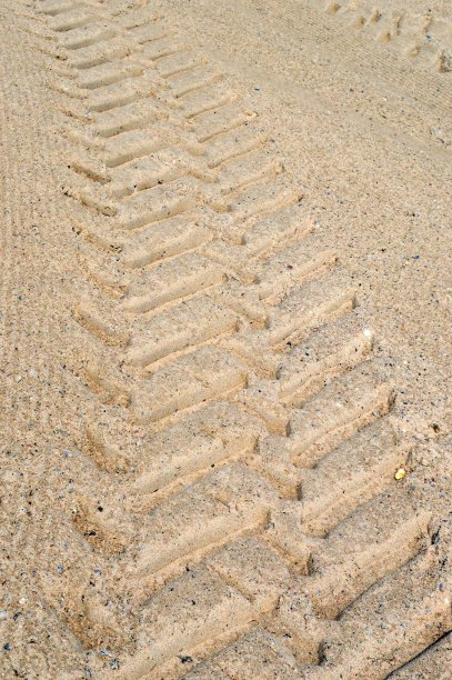 沙地上的轮胎痕迹图片下载