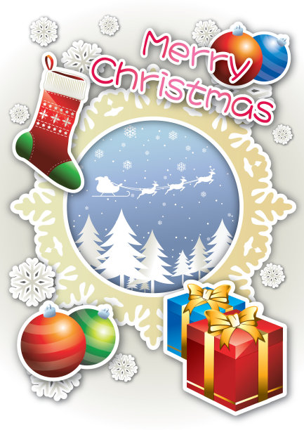 圣诞快乐海报矢量图片下载