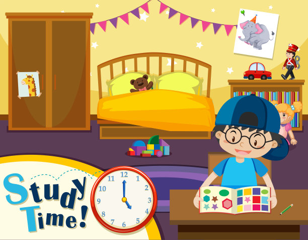 小男孩的学习时间图片下载