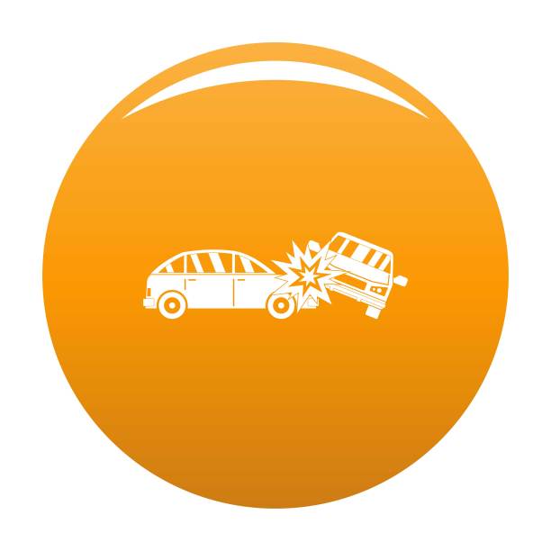 撞车的汽车图标矢量橙色图片下载