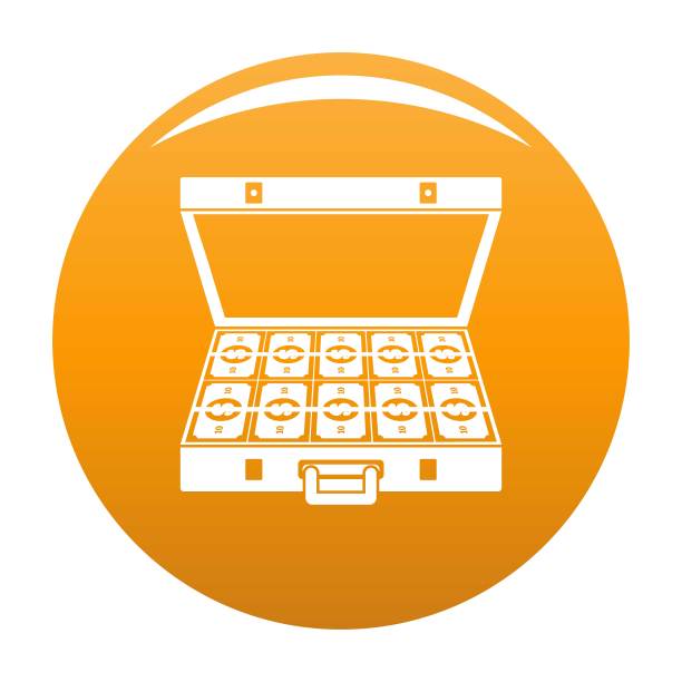 手提箱金钱图标向量橙色图片下载