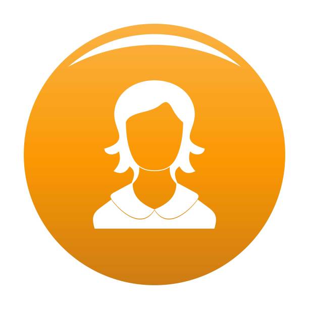 女性用户图标矢量橙色图片下载