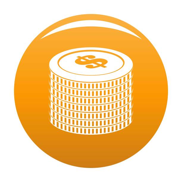 投资硬币图标向量橙色图片下载