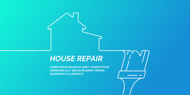 家居装修和建筑的手工工具。线性房屋修复海报。图片下载