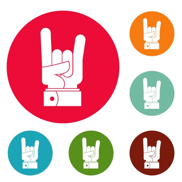 手石圆形图标设置矢量图片下载