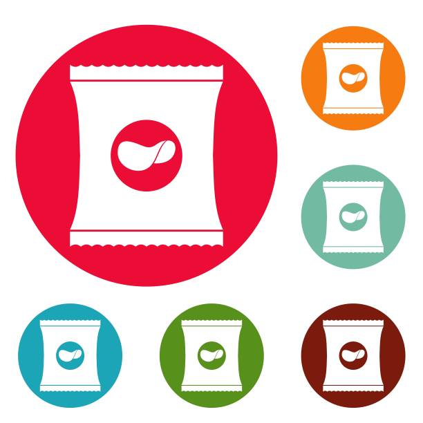 芯片图标圆设置矢量图片下载