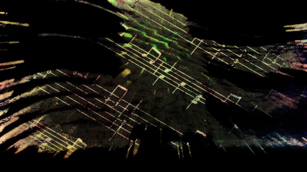 波浪飞舞着音符。音乐背景。图片下载