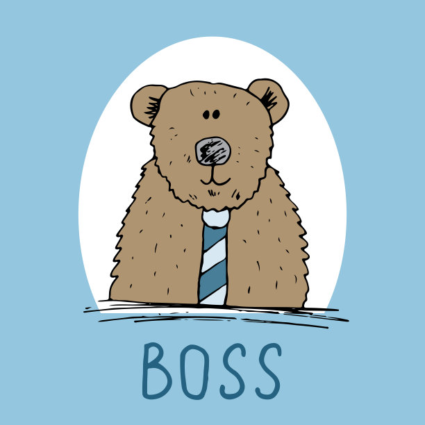 可爱小熊手绘素描，t恤印花设计为儿童矢量插图图片下载