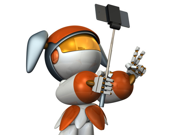 一个可爱的机器人，用射击棒享受射击。图片下载