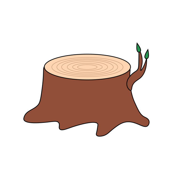 卡通风格的树桩。向量图片下载
