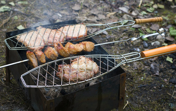 户外烧烤的新鲜肉图片下载