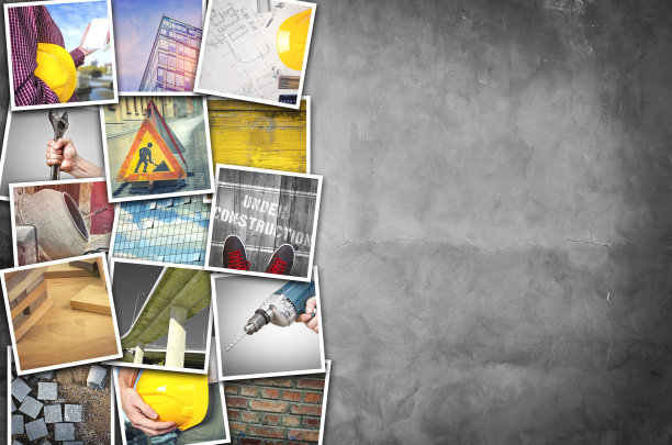 施工照片拼贴画图片下载