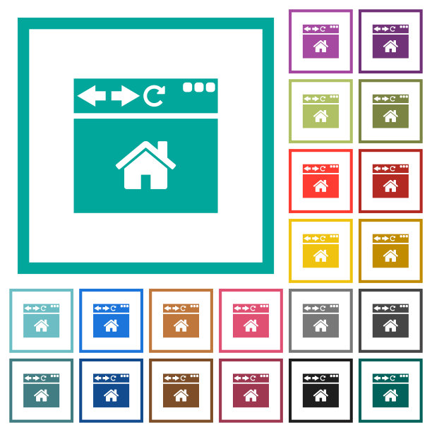 浏览器主页的平面颜色图标和象限框架图片下载