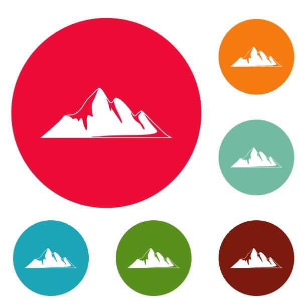 山地冒险图标圈设置矢量图片下载