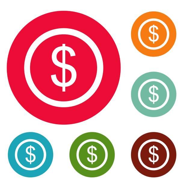 美元图标圈设置矢量图片下载