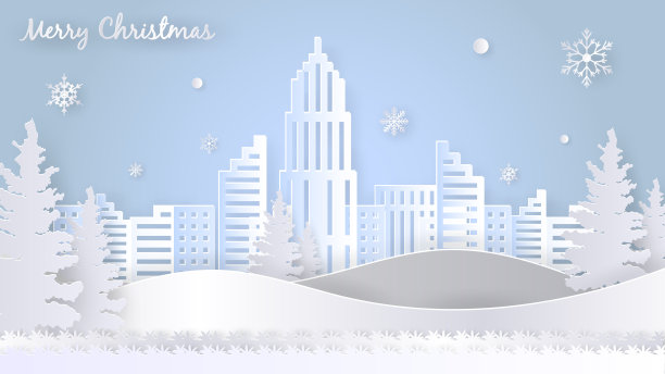 圣诞快乐和新年快乐背景，纸艺术或剪纸风格。图片下载