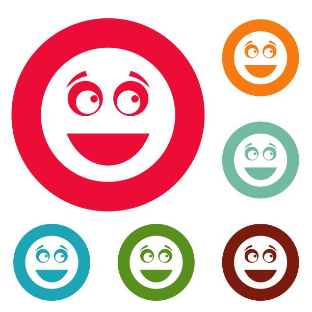 微笑图标圆设置矢量图片下载
