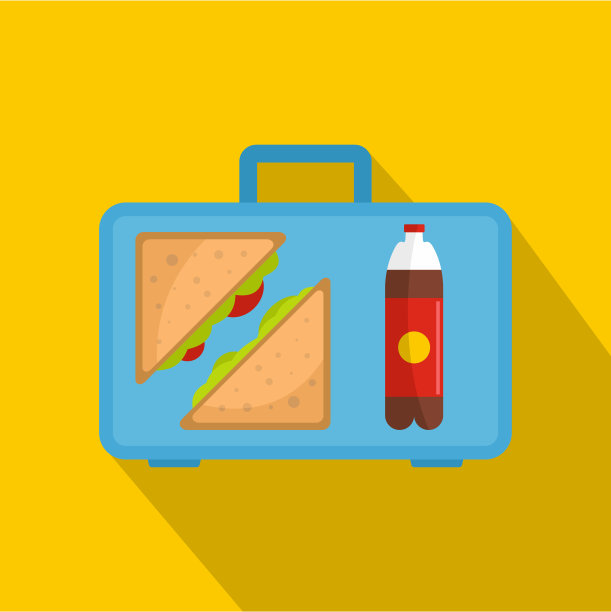 办公室早餐图标，平面风格图片下载