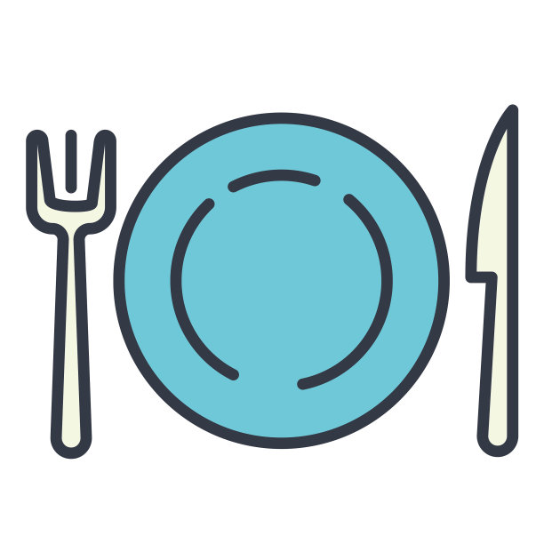 细线旅行图标设置晚餐盘子图片下载
