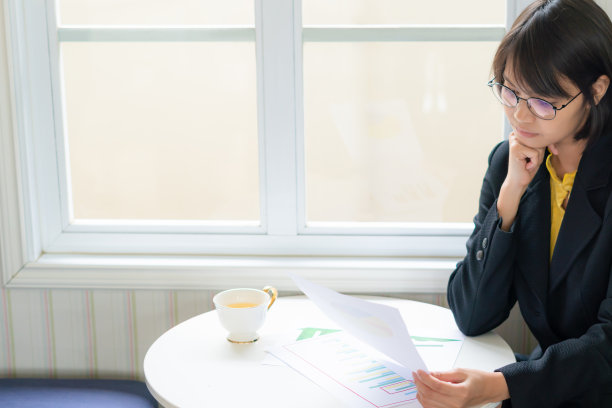 商业女性分析报告数据和喝咖啡图片下载