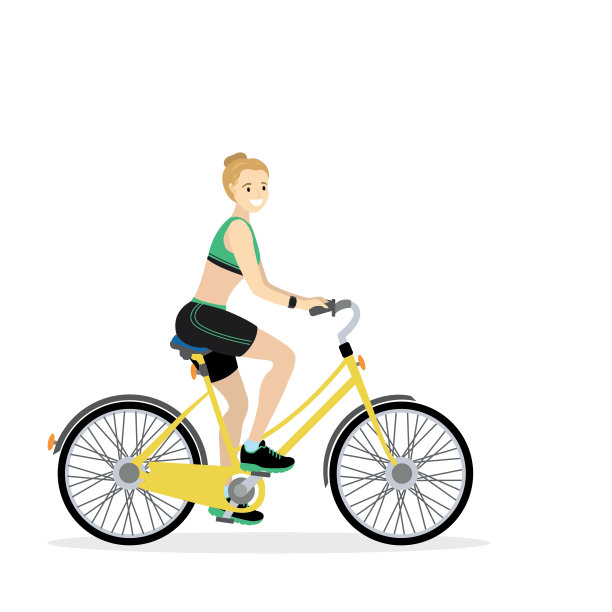 快乐的白人女自行车手，图片下载