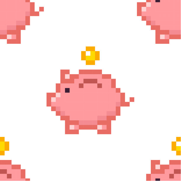 存钱罐无缝图案，贴图像素艺术卡通复古风格的游戏图片下载