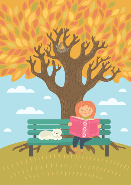女孩在外面看书图片下载