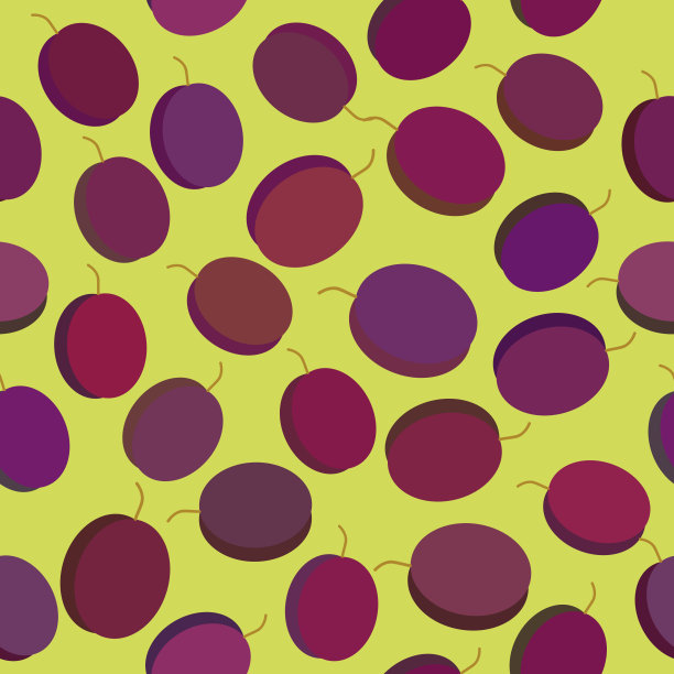 青梅简单的无缝图案孤立在绿色背景上。向量图片下载