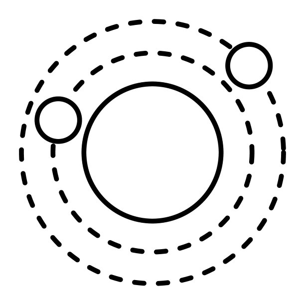 太阳系细线图标。轨道矢量图孤立在白色上。Galaxy轮廓风格设计，适用于网页和应用。Eps 10。图片下载