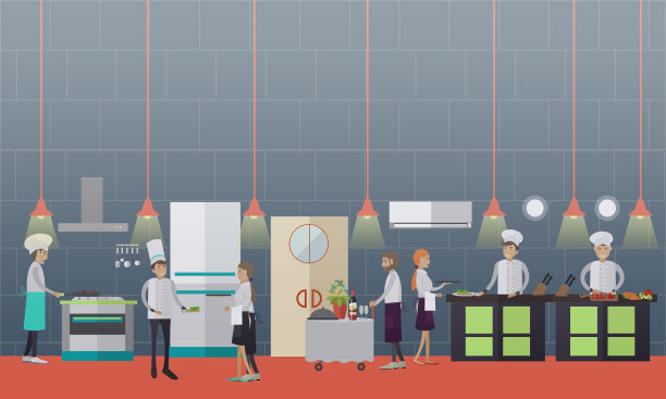 矢量插图厨师准备食物在平面风格图片下载