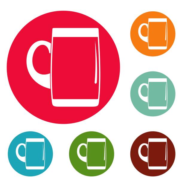 品脱啤酒图标圆集矢量图片下载