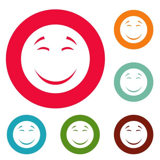 微笑图标圆设置矢量图片下载